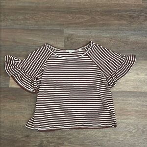 Striped Brown and White Women's Top
